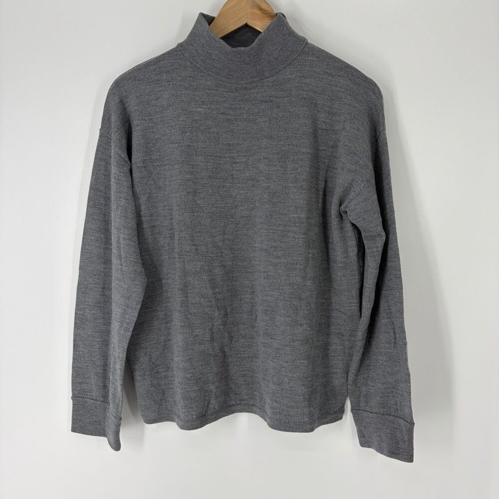 Gentle Herd Sweater Size Medium Womens Gray Merino Wool Mock Neck Pullover Soft